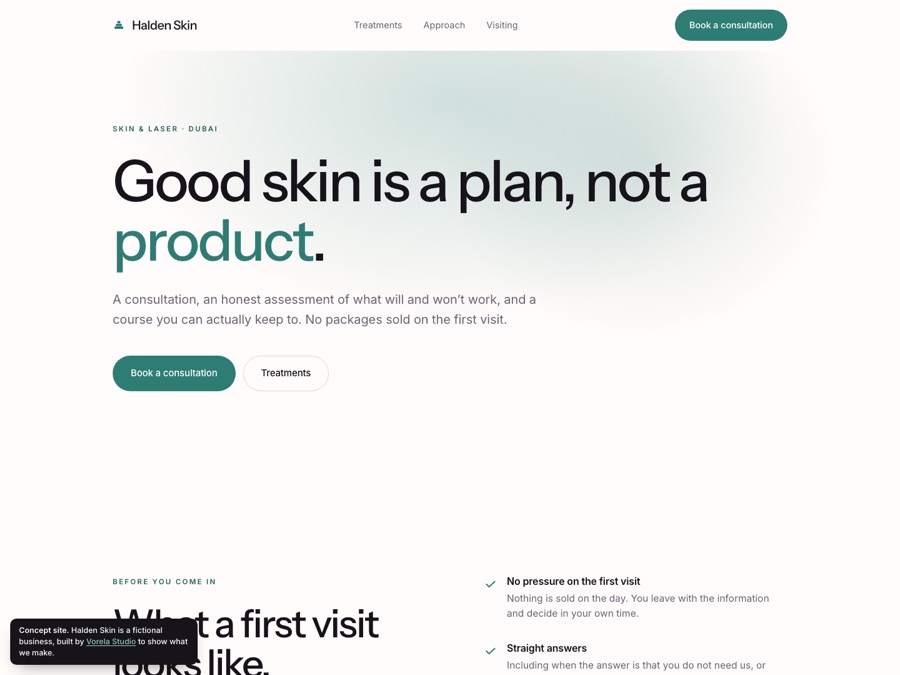 The Halden Skin concept site