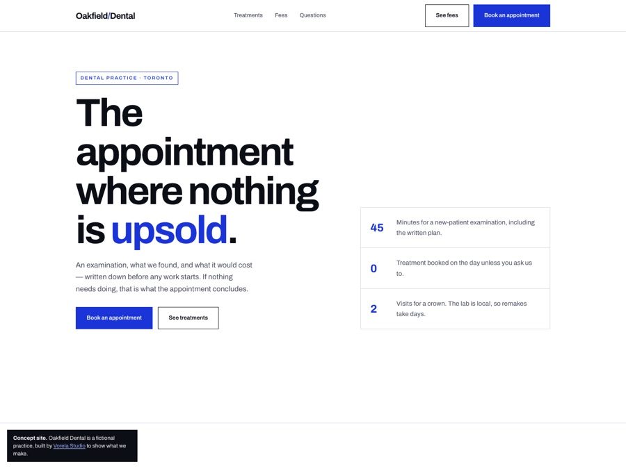 The Oakfield Dental concept site