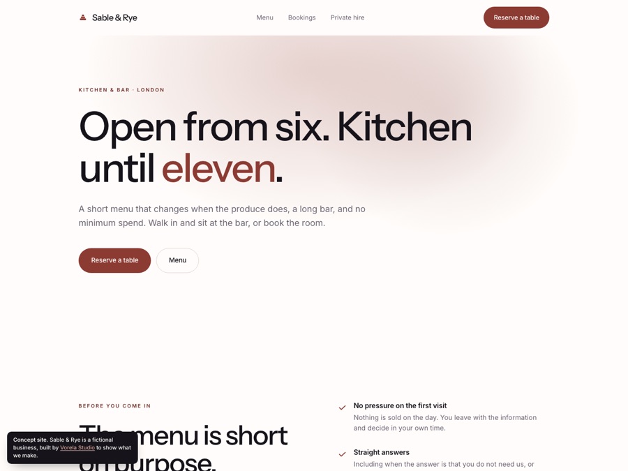 The Sable & Rye concept site